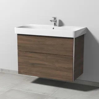 Sanipa 3way Waschtischunterbau zu Geberit Smyle Square Waschtisch mit 2 Auszügen, Eiche-Arizona BR67180