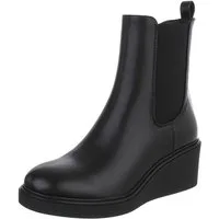 Ital-Design Modische Chelsea Boots mit Wedge und elastischen Einsätzen Keilstiefelette (91117384) Keilabsatz/Wedge Stiefeletten in Schwarz