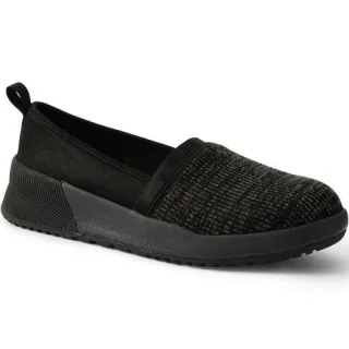 Komfort-Stoffschuhe mit Keilabsatz für Damen, Damen, size: regular, Schwarz, Polyester/Gummi, by Lands' End