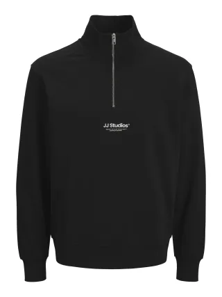JACK&JONES - JJESOHO SWEAT QUARTER ZIP HN NOOS JNR Black - Gr. - 176