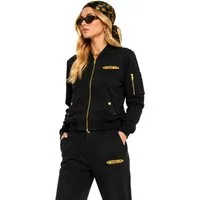 Moschino Bomberjacke Couture! Sweat Blouson Sweatjacke Gold Metal Logo Dreidimensionales Moschino Metalllogo auf der Brust
