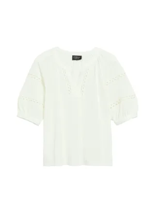 s.Oliver BLACK LABEL - Shirt mit Ballonärmeln weiß - Gr. - 36