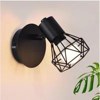 ZMH Wandleuchte Retro Wandstrahler Vintage Wandspot - E14 Verstellbare 350° Flur, OHNE Leuchtmittel, LED fest integriert, 1 Flammig Küchenlampe für Flur Schlafzimmer, Weiß/Schwarz