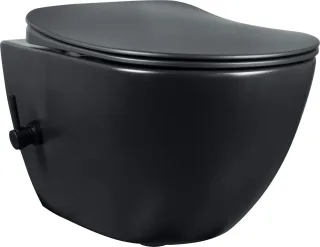 Neuesbad ZERO Wand-WC Schwarz mit BIDET Funktion, mit WC-Sitz, Unterputz Armatur NB1DECBPNWPW1