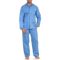 Normann Pyjama Klassischer Herren Pyjama gewebt mit durchknöpfbarem Oberteil
