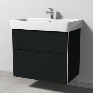 Sanipa 3way Waschtischunterbau zu Geberit Renova Plan Waschtisch mit 2 Auszügen, Vulkan-Matt BP8781V