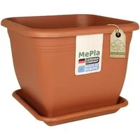 Heimwerkercenter Blumentopf MePla Blumentopf Quadrat 23x23cm, Untersetzer 20x20cm Terra, Kunstoff