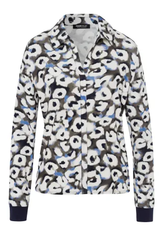 FRANK WALDER - Shirt SAPHIRE BLUE mit modernem Print salbei/schwarz - Gr. - 40
