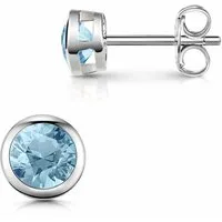 Materia Paar Ohrstecker Damen Zirkonia Blau hellblau klein Ø6mm rund SO-486, 925 Sterling Silber
