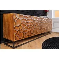 riess-ambiente Sideboard VULCANO 180cm braun / schwarz (Einzelartikel, 1 St), Wohnzimmer · Massivholz · Metall · Anrichte · 3D-Front · Modern Design