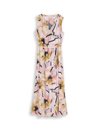 Tom Tailor - Maxi-Kleid mit Muster pink - Gr. - 38