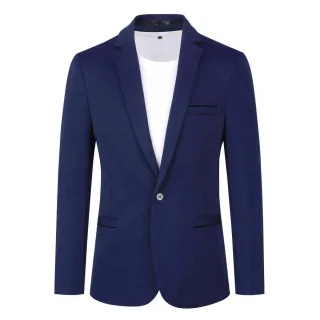 Herren Anzugjacke Slim Fit Mantel Business Alltag Blazer Dunkelblau