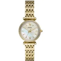 Fossil Quarzuhr CARLIE ES4735, Armbanduhr, Damenuhr, Perlmutt-Zifferblatt, Edelstahlarmband