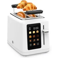 AECO Toaster toastlab MAX - white Touch LED Display, Zwei extra große Toastschlitze, für verschiedene Brotsorten, 850 W, Bräunungsstufen,LED-Display,Auftaufunktion