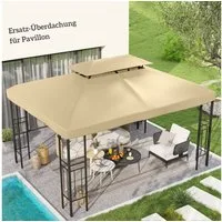 Outsunny Pavillon-Ersatzdach mit Doppeldach, 180 g/m², 400 x 300 cm (wasserabweisend Pavillondach, Ersatzbezug), aus Polyestet-Stoff Cremeweiß