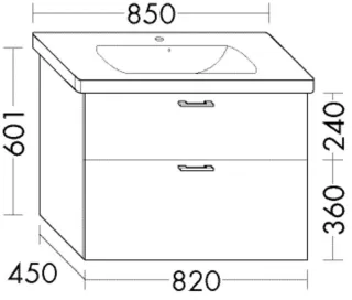Burgbad Waschtischunterschrank Sys30 PG3 Diago 601x820x450 Dunkelgrau Matt, WWLE082F3357 WWLE082F3357