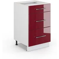 Vicco Unterschrank Fame-Line, Bordeaux Hochglanz/Weiß, 50 cm ohne Arbeitsplatte (1-St)
