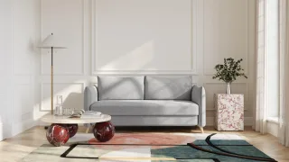 BRUNO Schlafsofa 160cm in Silver Grey Grau | Pillow | stabiles Massivholz & Boxspringkomfort