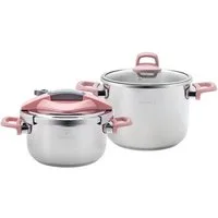 Karaca Schnellkochtopf Karaca Perfect Pink 4+6 Liter Schnellkochtopf-Set