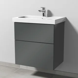 Sanipa 3way Waschtischunterbau zu Geberit iCon Light Waschtisch mit 2 Auszügen, Anthrazit-Glanz SF57179