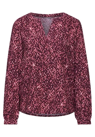 Street One - Bedruckte Bluse mulberry red - Gr. - 34