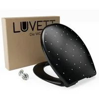 LUVETT WC-Sitz Glitzer S100 Diamant Design Softclose Absenkautomatik Duroplast O-Form (Inklusive 3 Befestigungsarten), mit Original SoftClose® Absenkautomatik, Duroplast