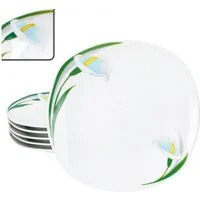 MamboCat Frühstücksteller 6x White Calla Kuchenteller Porzellan 6 Personen florale Teller