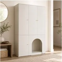 REDOM Kleiderschrank Moderner Hochschrank in Weiß mit offenem Fach & Stange (Packung, 1-St., Weiß, 120×50×200 cm, für Kinderzimme) minimalistisches Design, viel Stauraum, stabil