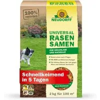 Neudorff Rasensamen Universal RasenSamen für Garten 2 kg für 100m² - schnellkeimend, Rasen Samen aus 9 Saatgut-Sorten
