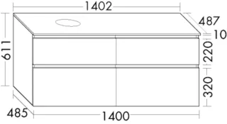 Burgbad Waschtischunterschrank Lin20Lack Hochglanz 611x1402x487 Perlgrau Hochglanz, SGIF140RF6518 SGIF140RF6518
