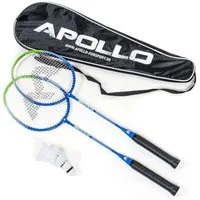Apollo Badmintonschläger Badminton Set Match Pro 400 - 2x Badmintonschläger inkl. Bälle,Tasche, (mit Tasche, mit Bällen), Alu-Rahmen, verstärktes T-Stück, flexibler Schaft, Nylon-Bespannung