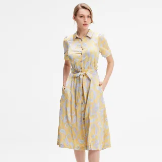 Hemdblusenkleid aus Satin mit grafischem Print