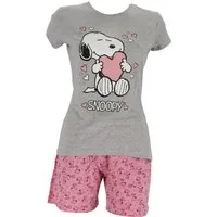 Snoopy Nachthemd mit Shorts für Frauen aus 100% Baumwolle (1x Tshirt, 1x Short) ideal für Sommer, perfekt als Nachthemd