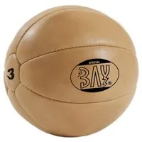 BAY-Sports Medizinball 3 kg Fitnessball klassische Profi Ausführung Vollball Kraftball, Trainingsball Kraftsport natur braun Kunstleder 3kg