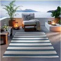 TaCa Home Teppich Outdoor & Indoor Teppich, rechteckig, Höhe: 3 mm, Terrasse Balkon Garten Wohnzimmer Küche, Blau - 120 x 170 cm
