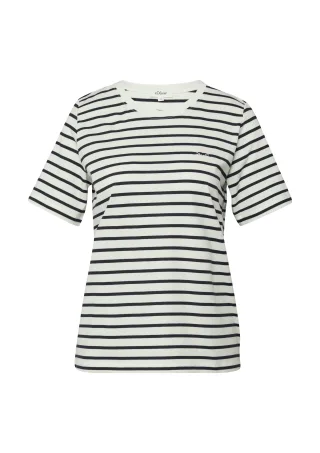 s.Oliver - T-Shirt blau/creme - Gr. - 44