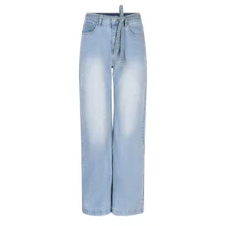 Esqualo - Weite Jeans mit Bindegürtel blau - Gr. - 34