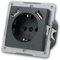 McPower FLAIR Schutzkontakt-Steckdose mit 2x USB, oRahmen USB-Kabel