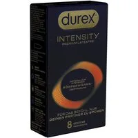durex Kondome Intensity Packung mit, 8 St., hypoallergene Kondome aus Nitrilkautschuk, ultradünne und latexfreie Markenkondome