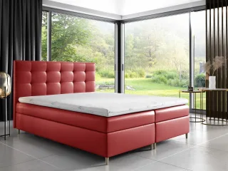 Boxspringbett Schlafzimmerbett ARVID 200x200cm Kunstleder Rot
