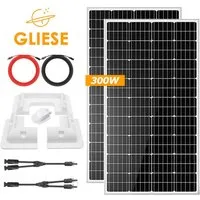 GLIESE Solaranlage 300W Solarpanel-Set mit Wohnmobil-Montage & Kabel für Wohnmobil, 300 W, Monokristalline, (Set, 11-St., 2x 150W Solarpanels mit Wohnmobilhalterung & Kabel), Wohnmobile & Camper – volle Energieautarkie, Plug & Play