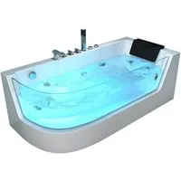 HOME DELUXE Badewanne Whirlpool CARICA, 70 x 80 cm -Ausrichtung wählbar, mit Lichttherapie, Badewanne