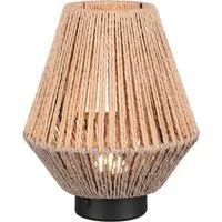 Reality Leuchten LED Tischleuchte LIRA, Akku Tischlampe USB Ladeanschluss, 1,5W 140 Lumen 3000K warmweiß, Dimmfunktion, USB-Ladefunktion, mehrere Helligkeitsstufen, LED fest integriert, Warmweiß, Lampenschirm aus Papiergarn, Touchdimmer, max 8h Akkul