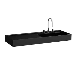 LAUFEN Waschtisch Kartell · LAUFEN 460x1200x150, 3 Hahnlöcher, ohne Überlauf, Ablage links, schwarz H8133337161581