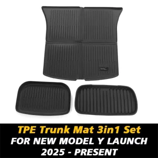 3PCS/Set For Tesla New Model Y Launch 2025 Juniper 2025+ Front and Back Trunk Mat TPE Carpet Waterproof Weather-resistan
