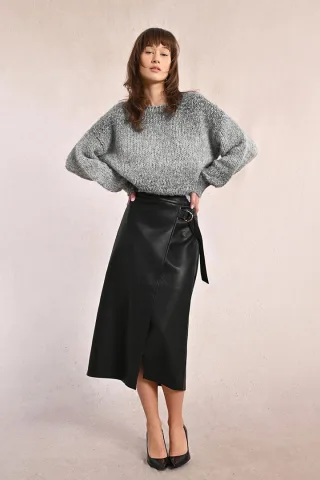 molly bracken - Langer Rock aus Lederimitat schwarz - Gr. - XS