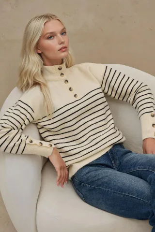 Knopfleiste Strickpullover