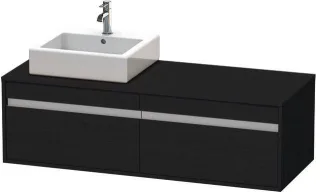 Duravit Ketho Konsolenwaschtischunterbau wandhängend Eiche Schwarz Matt 1400x550x426 mm - KT6697L161 KT6697L1616