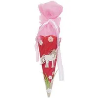 Roth Schultüte Basteltüte Einhorn, 40 cm, eckig, mit rosa Kreppverschluss, Zuckertüte für Geschwister