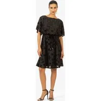 Kraimod Cocktailkleid mit Flockprint und Bindegürtel